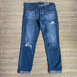 AG The Stilt Roll Up Cigarette Jean Distressed 27